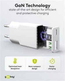 Mrežni GaN adapter USB-C + USB-A (30W)
