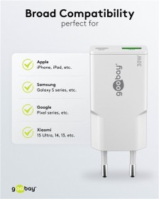 Mrežni GaN adapter USB-C + USB-A (30W)