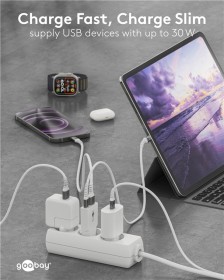 Mrežni GaN adapter USB-C + USB-A (30W)
